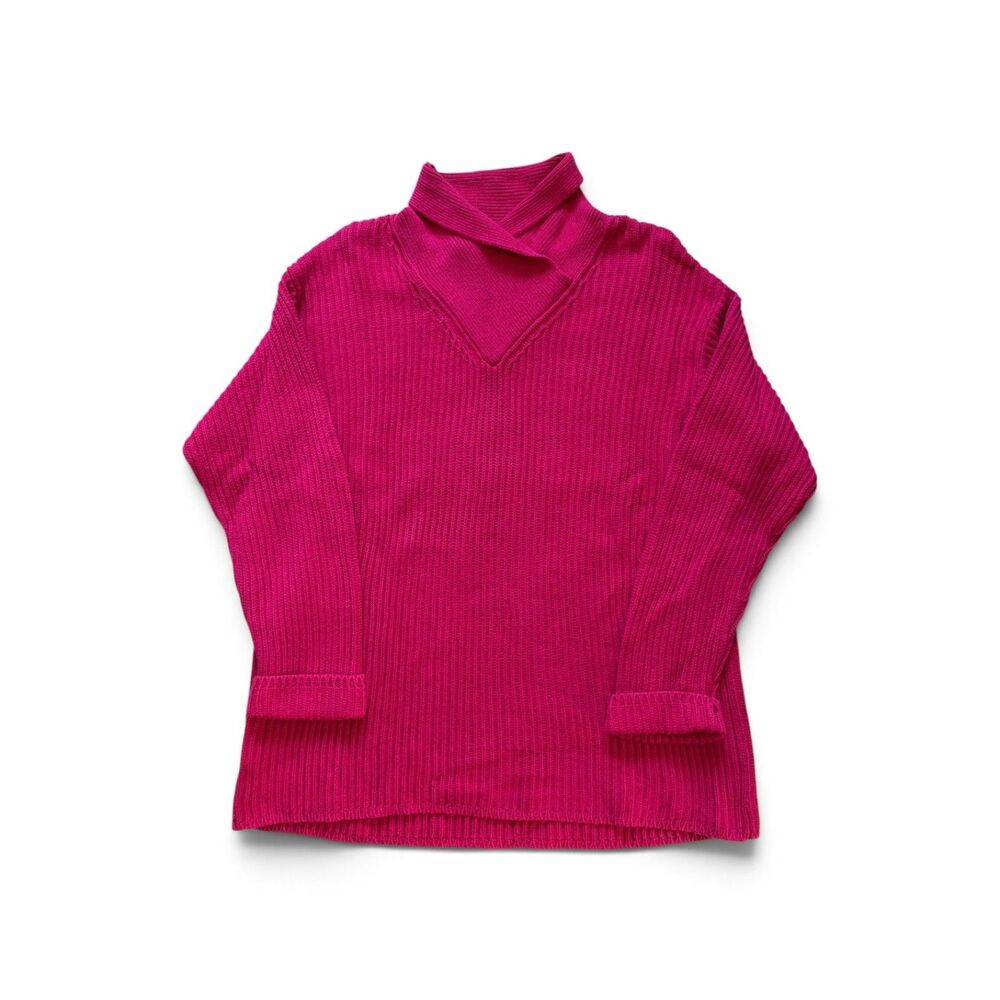 Vintage Liz Wear Shawl Collar Sweater Women's Small Chunky Knit 90s Preppy Top